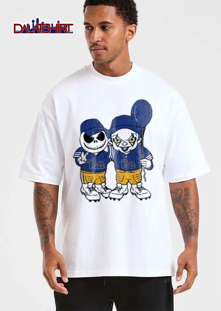 Pittsburgh Panthers NCAA Cartoon Jack Skellington Pennywise Holding Balloon shirt
