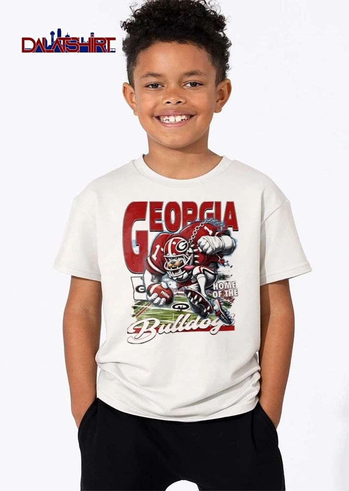 Georgia Bulldogs NCAA Home Of The Cartoon Mascot Running Football Field shirt