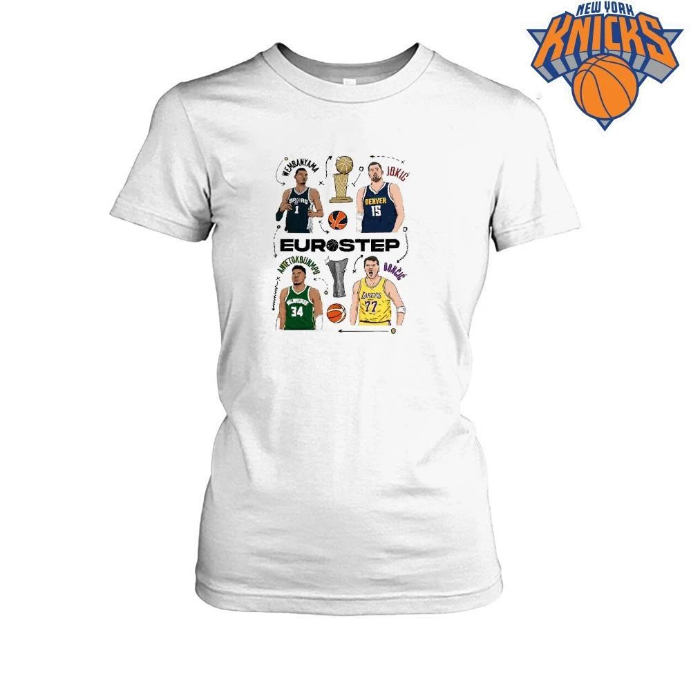 Eurostep Basketball Stars Wembanyama Jokic Antetokounmpo Doncic Cartoon shirt