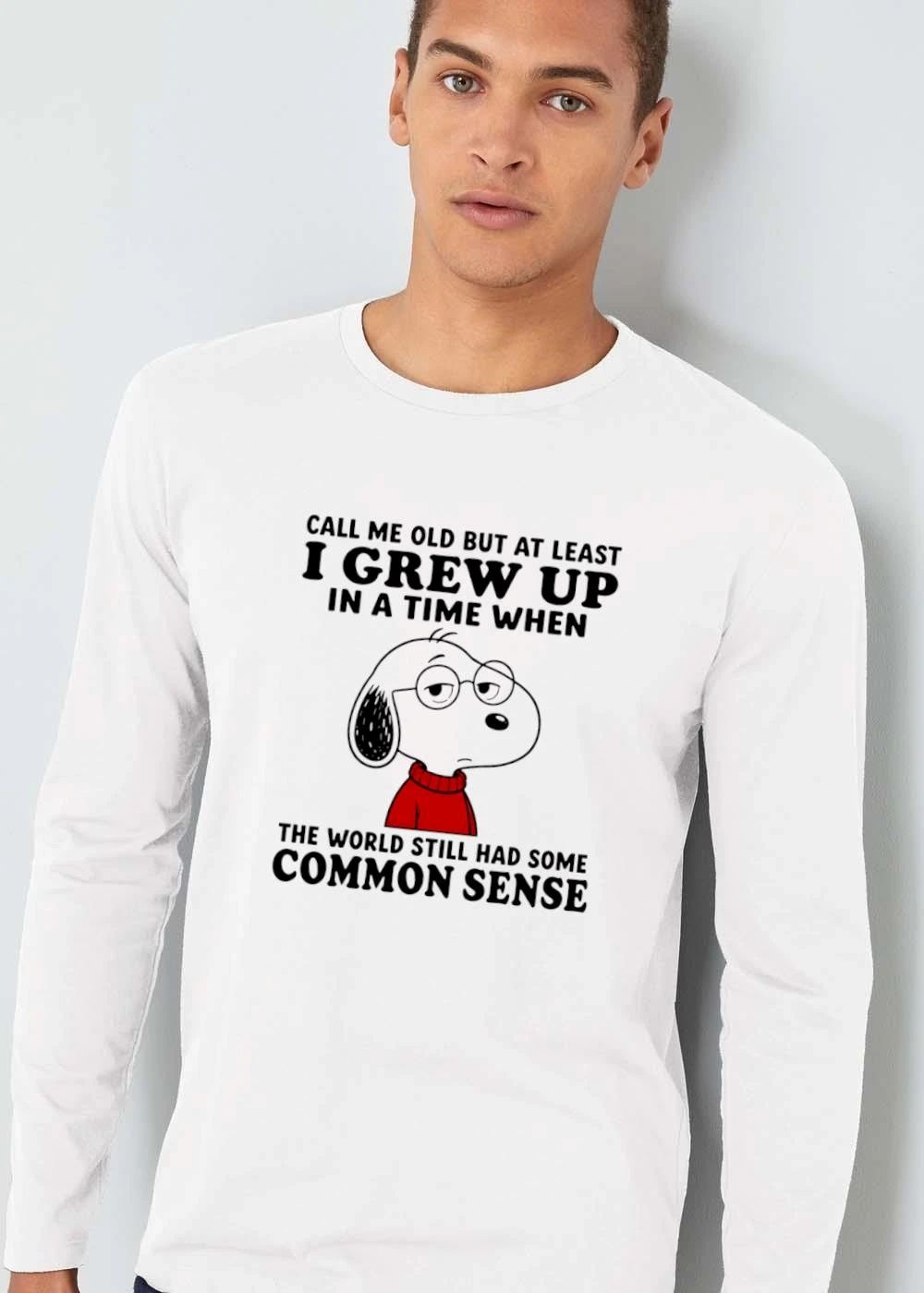Call Me Old But At Least I Grew Up In A Time When The World Still Had Some Common Sense Cartoon Dog Glasses shirt