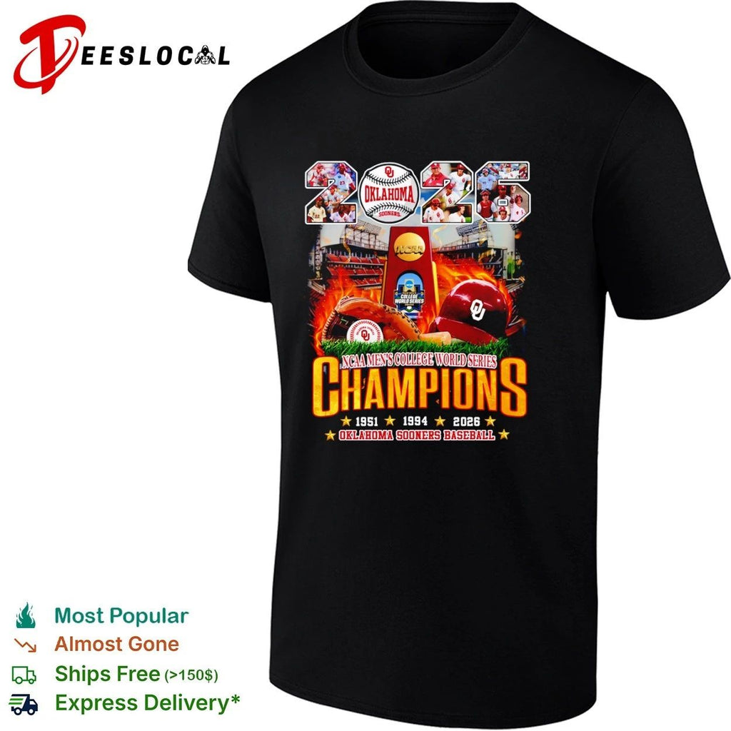Oklahoma Sooners baseball 2026 NCAA Men’s College World Series Champions T-shirt