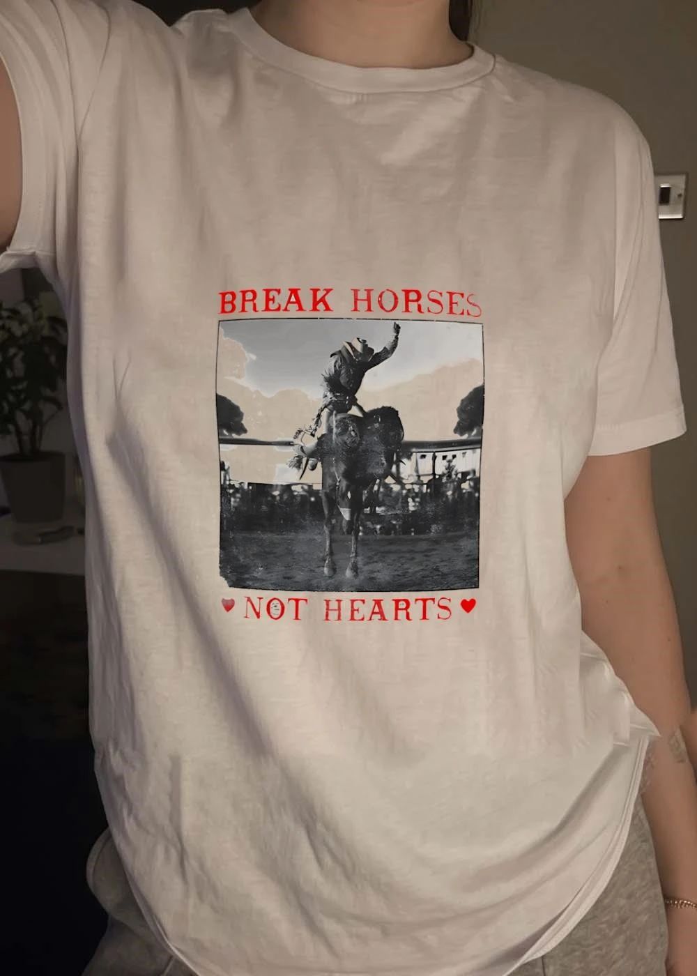 Break Horses Not Hearts Rodeo Cowboy Western Graphic T-Shirt
