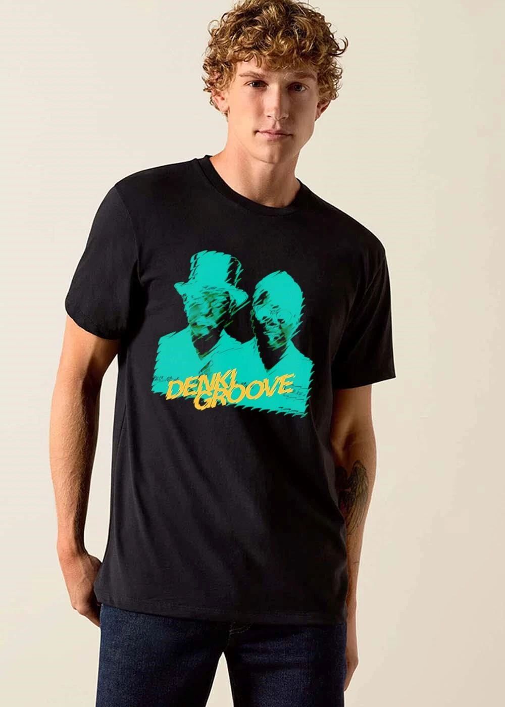 Denki Groove Distortion Teal Silhouette Portraits Glasses Tophat shirt