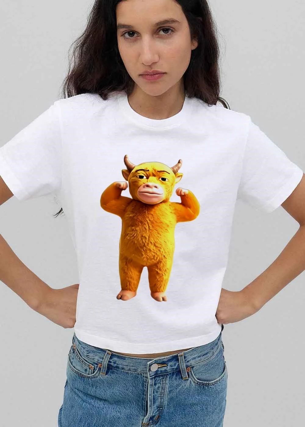 3d Cartoon Golden Furred Horned Bull shirt