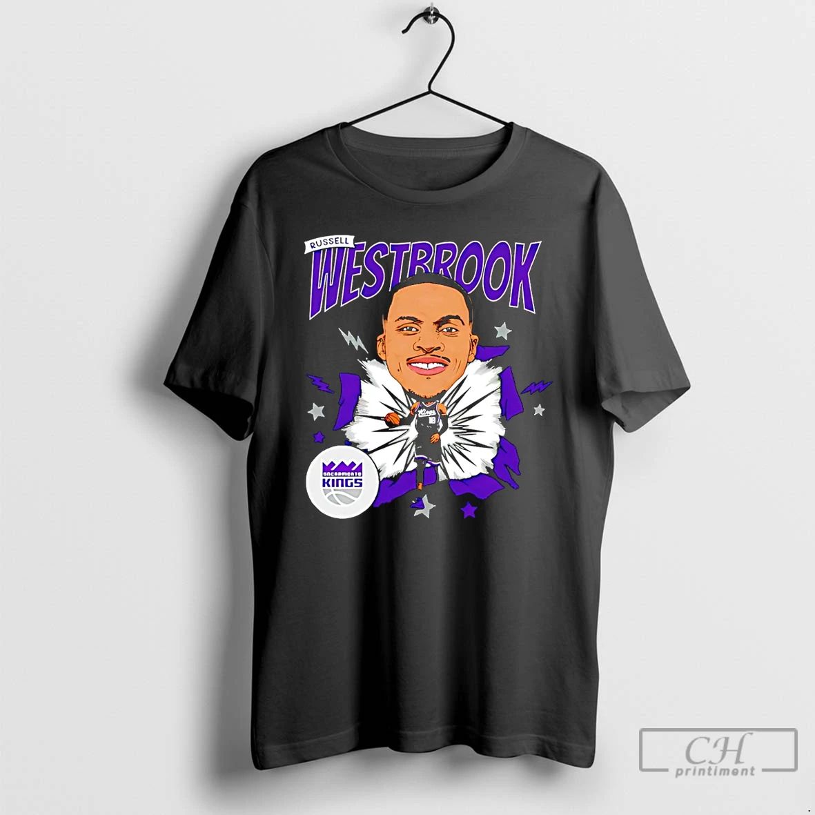 Premium Russell Westbrook Sacramento Kings Caricature T Shirts