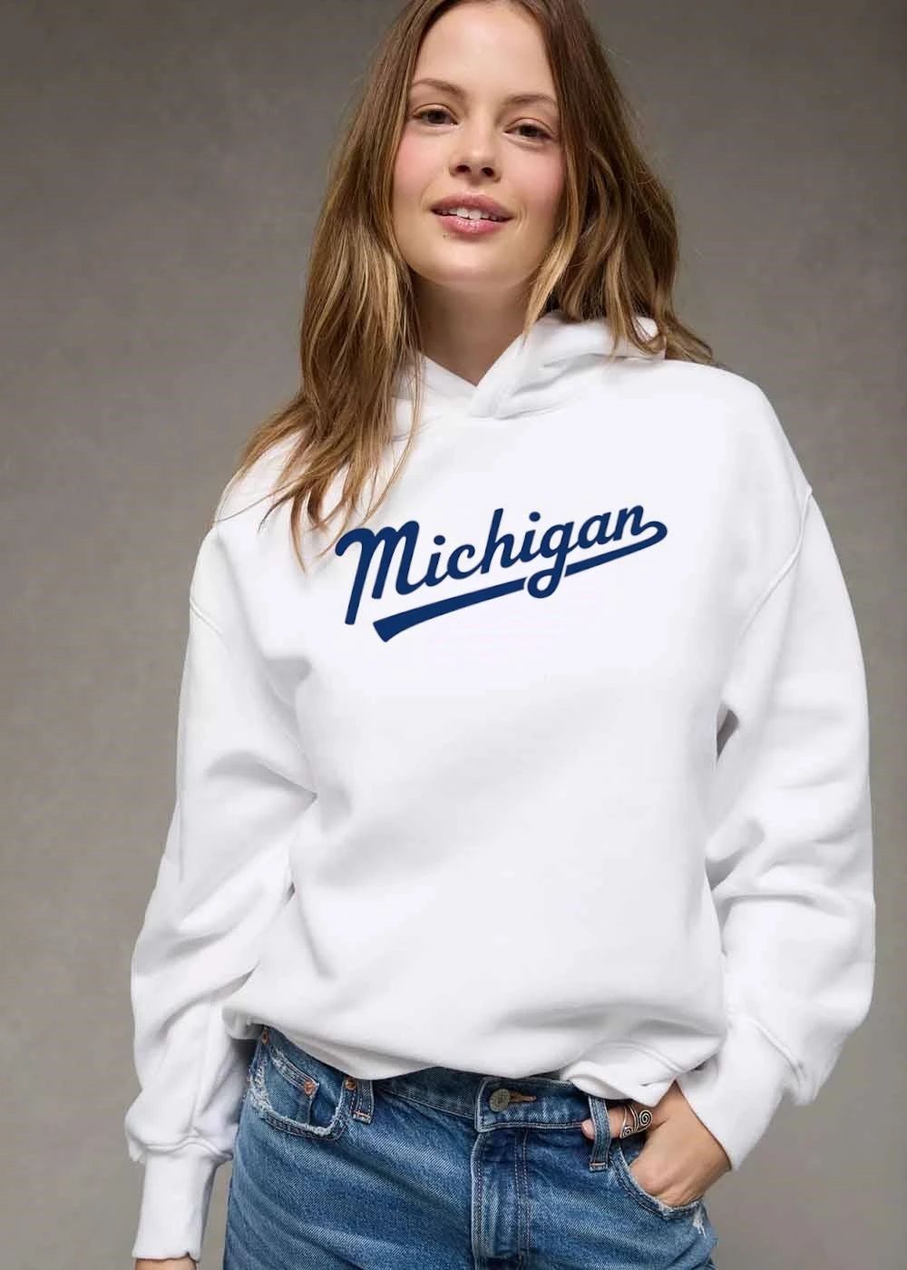 Michigan NCAA Cursive Script Typography Baseball shirt