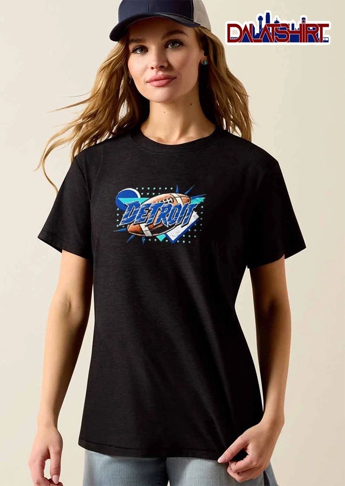 Detroit Football Retro 90s Memphis Pattern Abstract Geometric Graphics shirt