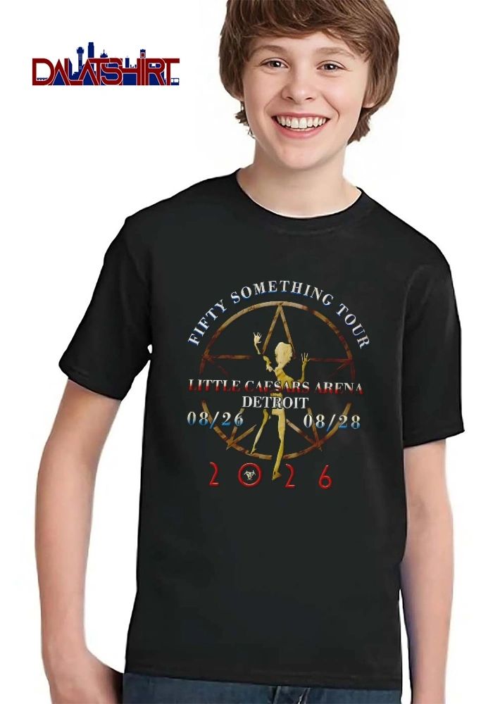 Fifty Something Tour Little Caesars Arena Detroit 08 26 28 2026 Silhouette Figure Pentagram Circle shirt