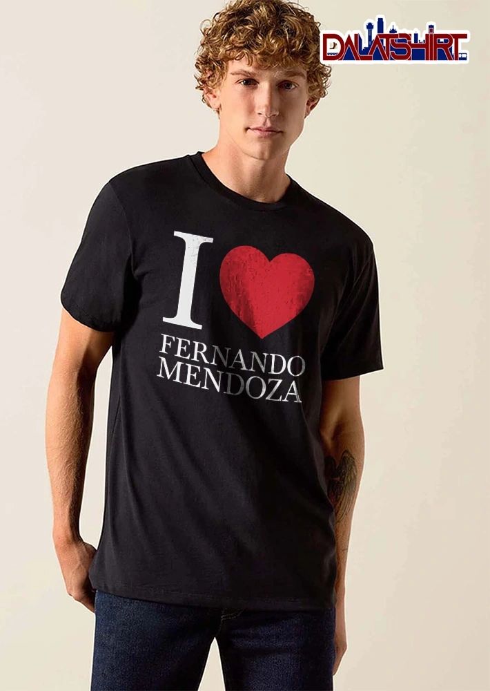 I Love Fernando Mendoza Red Heart Shape Black Background shirt