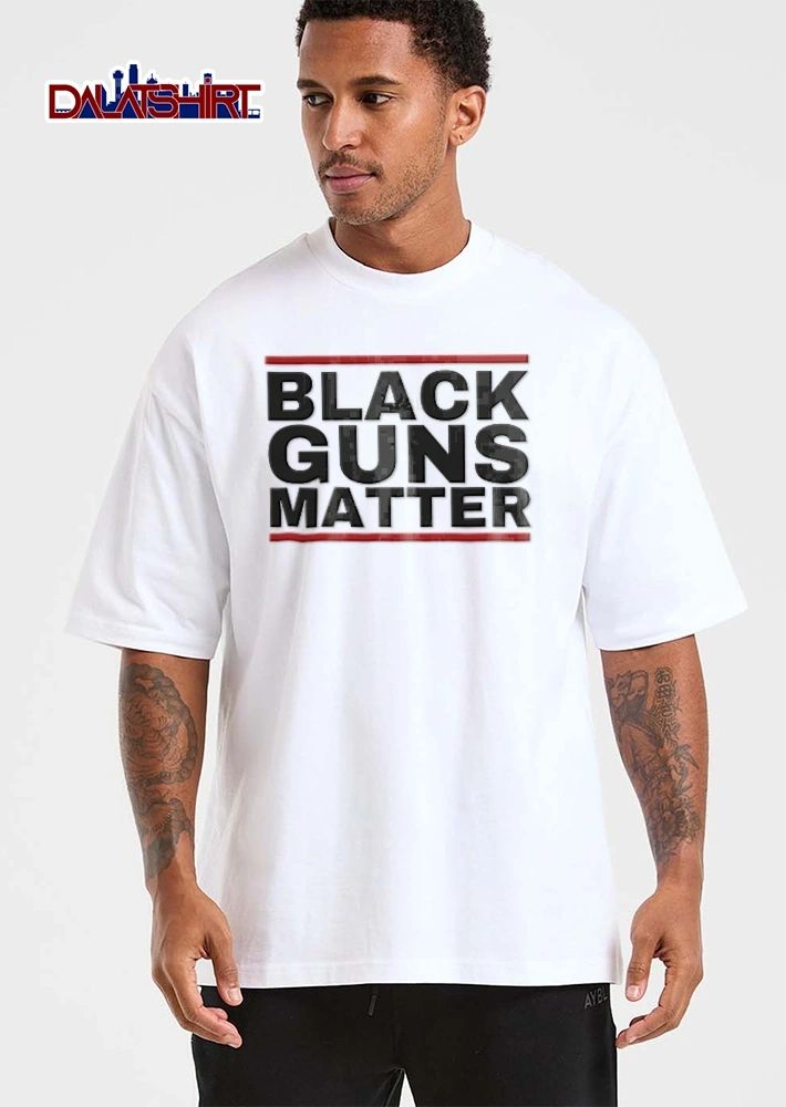 Black Guns Matter Red Top And Bottom Horizontal Bars Bold Typography shirt