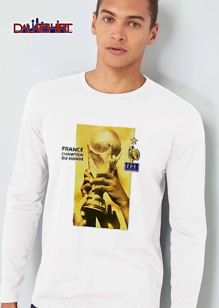 France Champion Du Monde FFF Hands Holding World Cup Trophy One Star Logo shirt