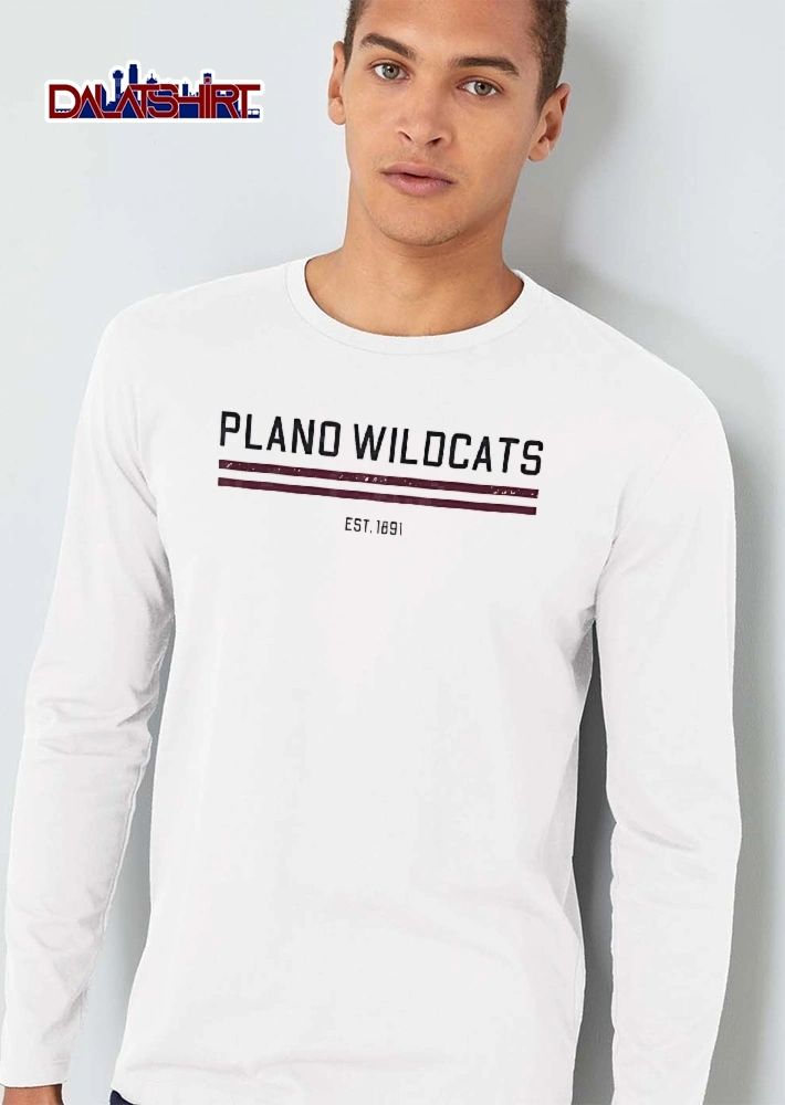 Plano Wildcats Est 1891 Double Maroon Horizontal Bars Distressed shirt