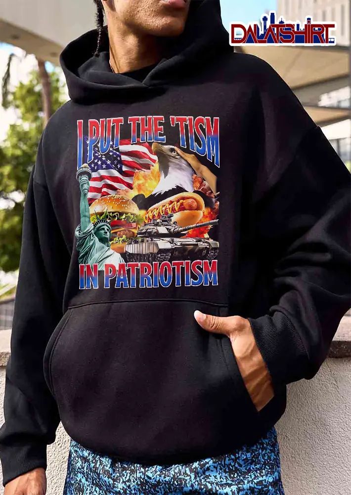 I Put The Tism In Patriotism Statue Liberty Eagle Cheeseburger Tank Explosions shirt