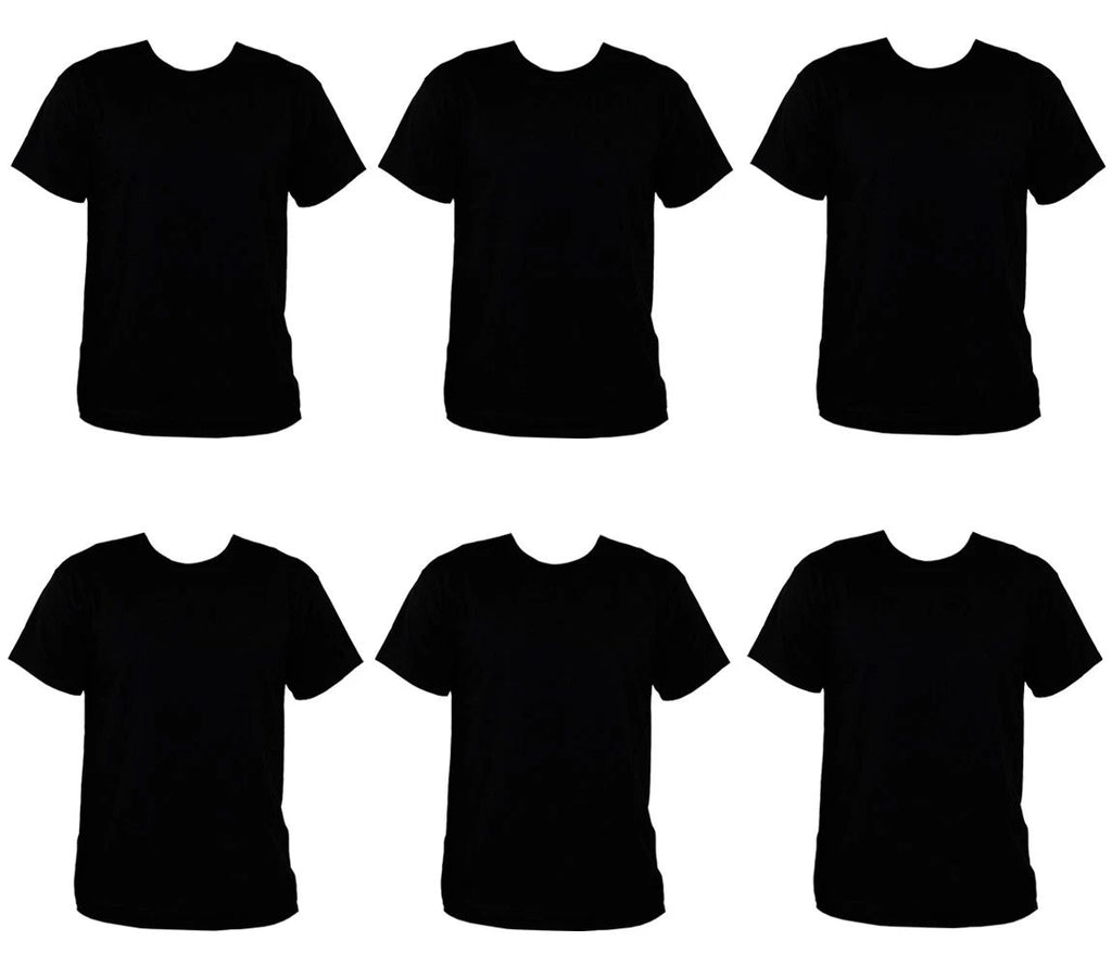 PACK OF 6 MENS BLACK CREW NECK T-SHIRT 100% COTTON ADULT SUMMER FASHION S-XXL