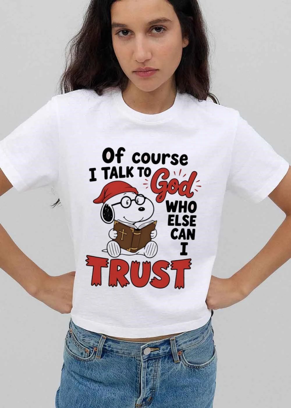 Of Course I Talk To God Who Else Can Trust Cartoon Dog Reading Bible Glasses shirt