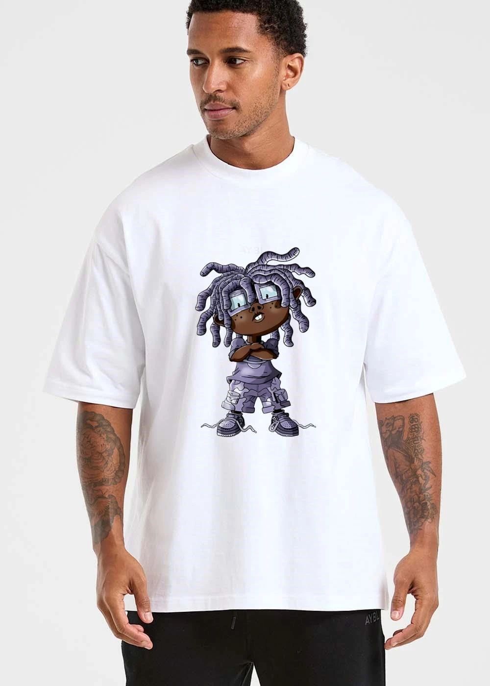 Black Toddler Purple Dreadlocks Glasses Camo Shorts Cartoon Caricature shirt