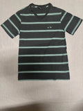 Oakley Men Size S Striped V-Neck T-Shirt Cotton Polyester Black Mint Green