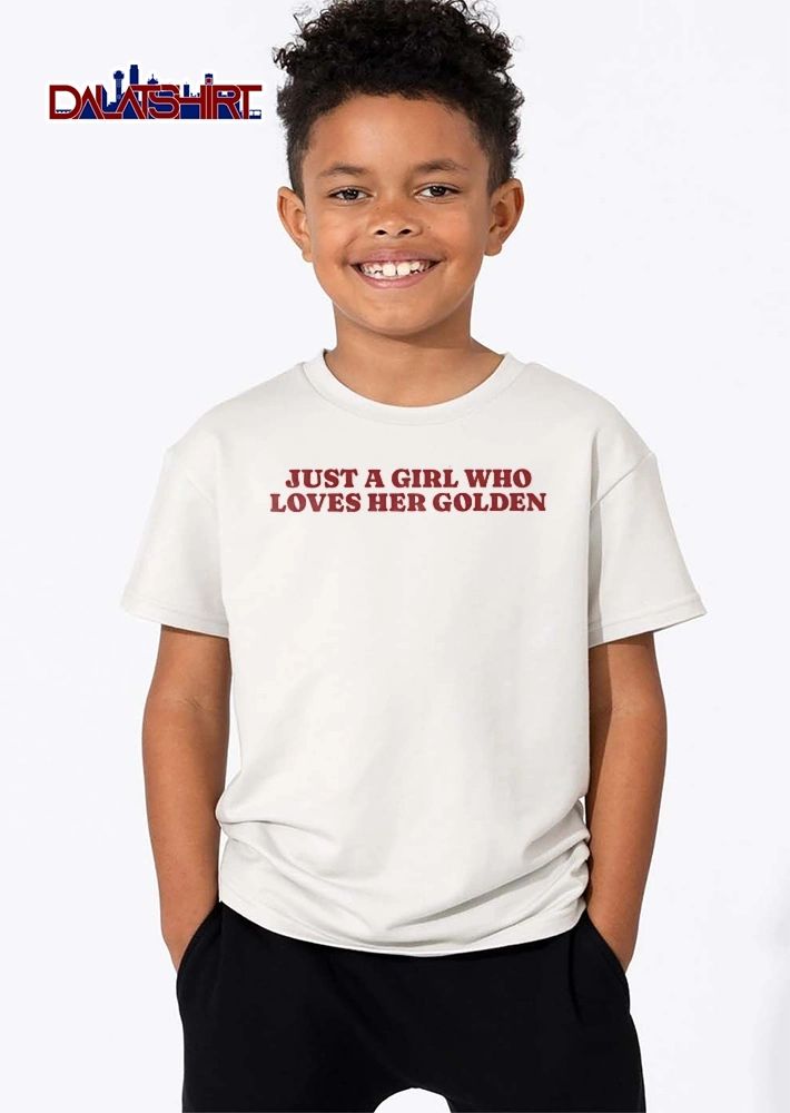 Just A Girl Who Loves Her Golden Red Glossy Embossed Lettering shirt