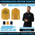 Personalised Custom Just Polos Awdis Long Sleeve Tipped 100 Polo Casual JP103