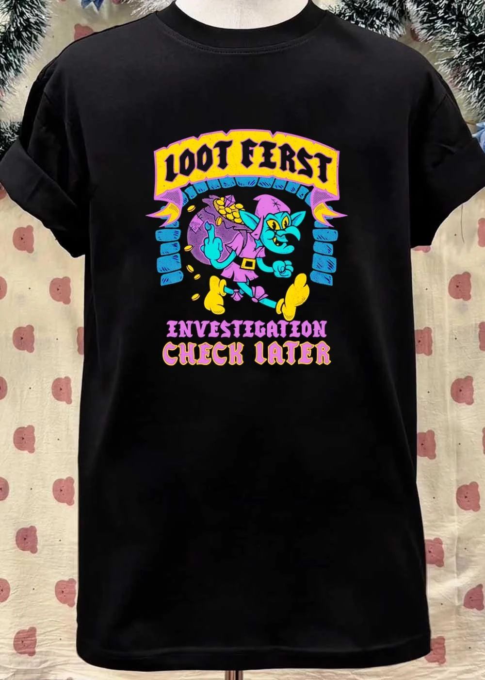 Loot First Investigation Check Later Goblin Thief Art T-Shirt