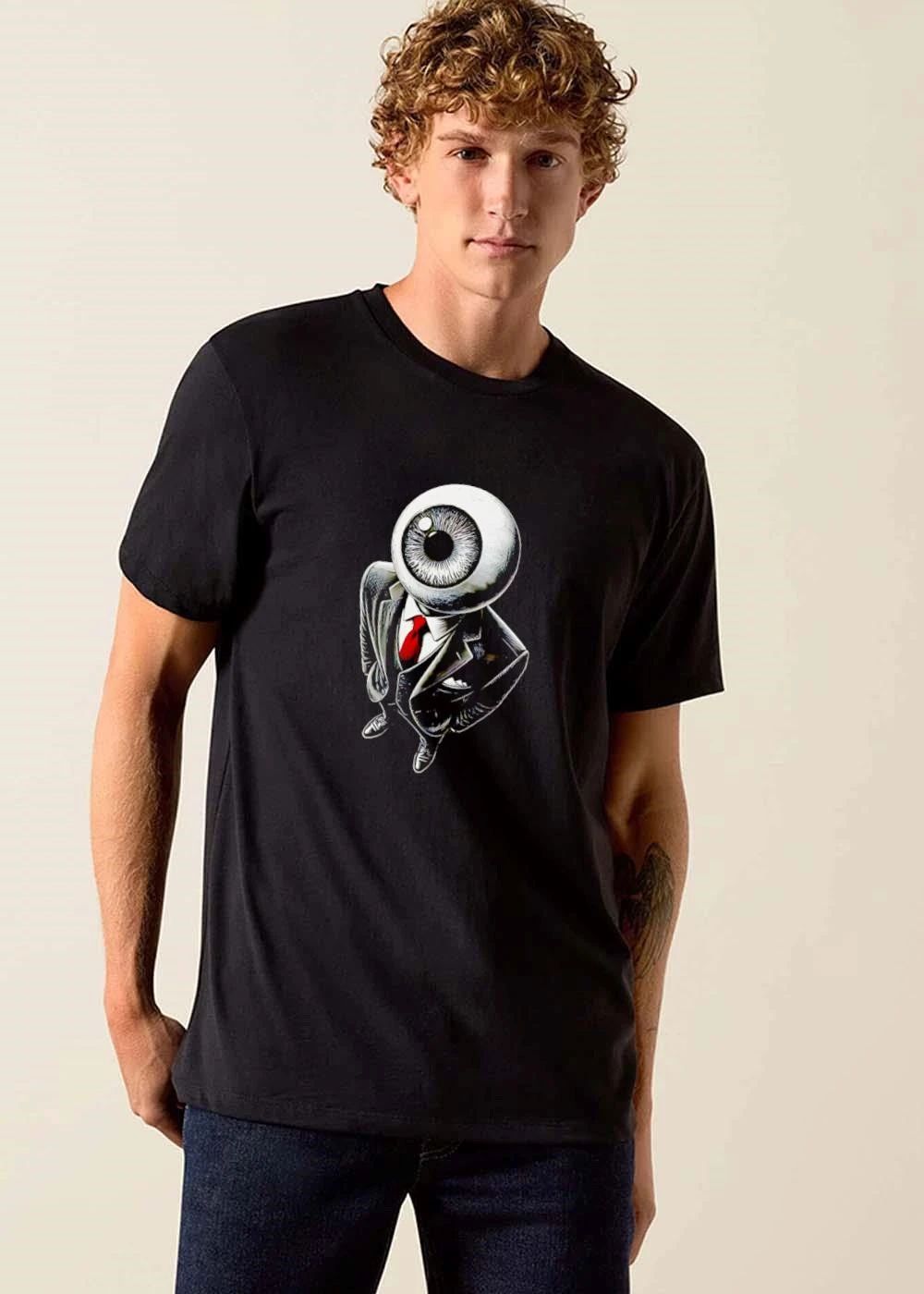 Surreal Eyeball Head Businessman Suit Red Tie Overhead View shirt