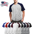 Mens Baseball Jersey Raglan Button Down Shirts Sport Fit Tee Hip Hop