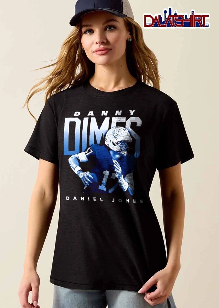 Danny Dimes Daniel Jones Quarterback Running Football Blue Halftone shirt