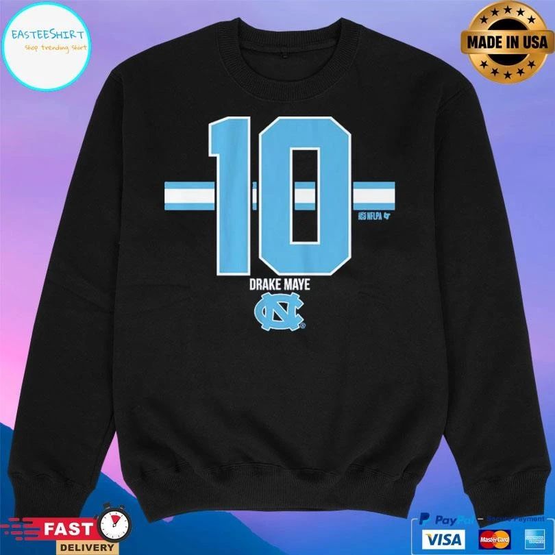 Drake Maye 10 Stripe North Carolina Tar Heels Football T-shirts
