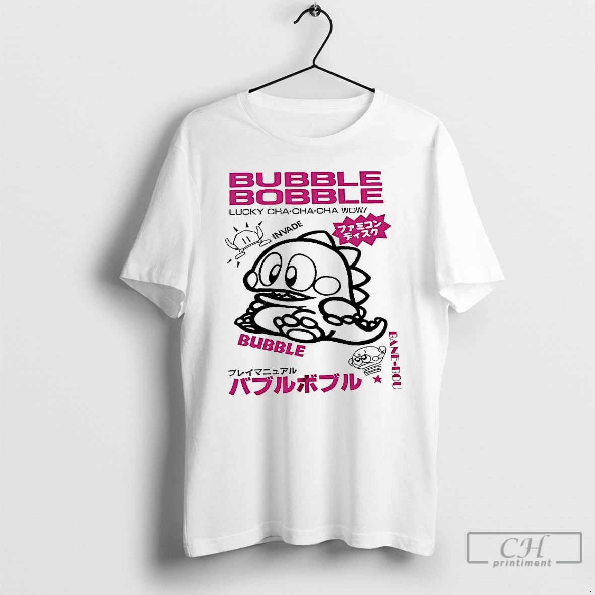 Premium Japanese Bubble Bobble Lucky Cha Cha Cha Wow 80s Vintage T Shirts