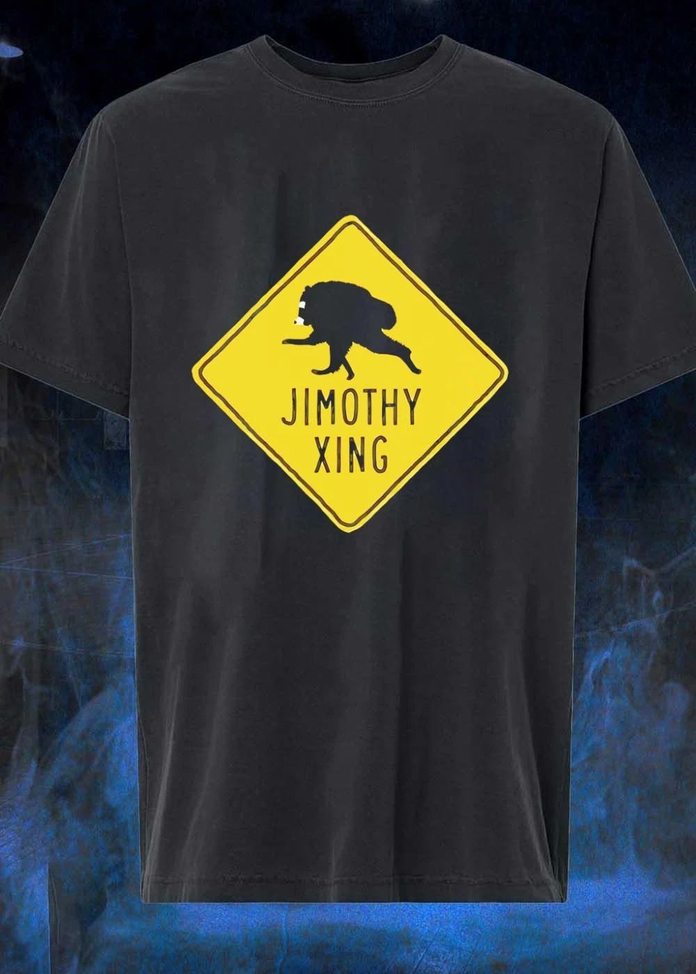 Jimothy Crossing Road Sign Raccoon T-Shirt