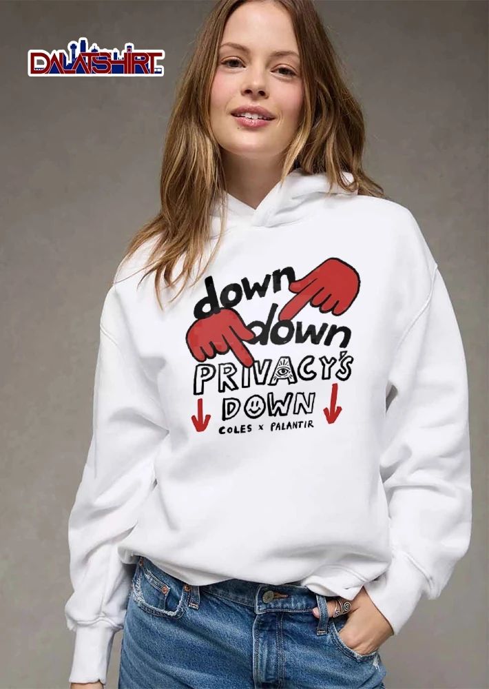 Coles X Palantir Down Privacys Red Pointing Hands Eye Smiley Cartoon shirt