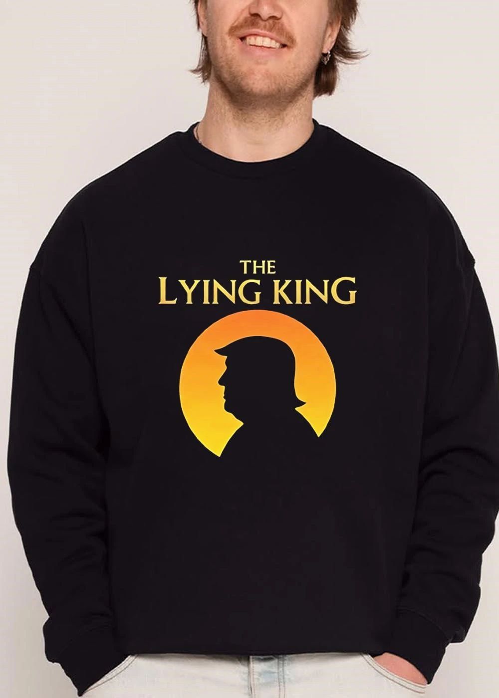 The Lying King Donald Trump Profile Silhouette Orange Sun shirt