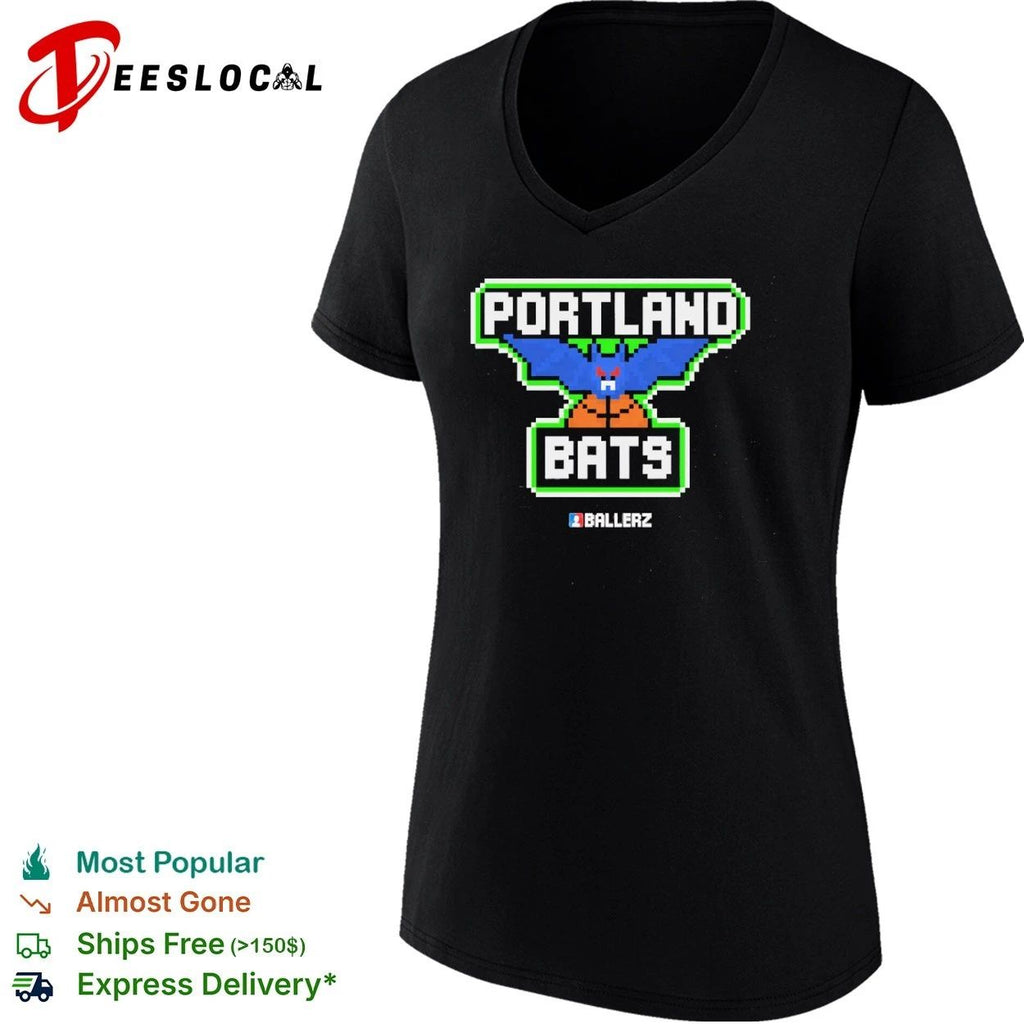 Portland Bats Ballerz Basketball Pixel Art T-shirt