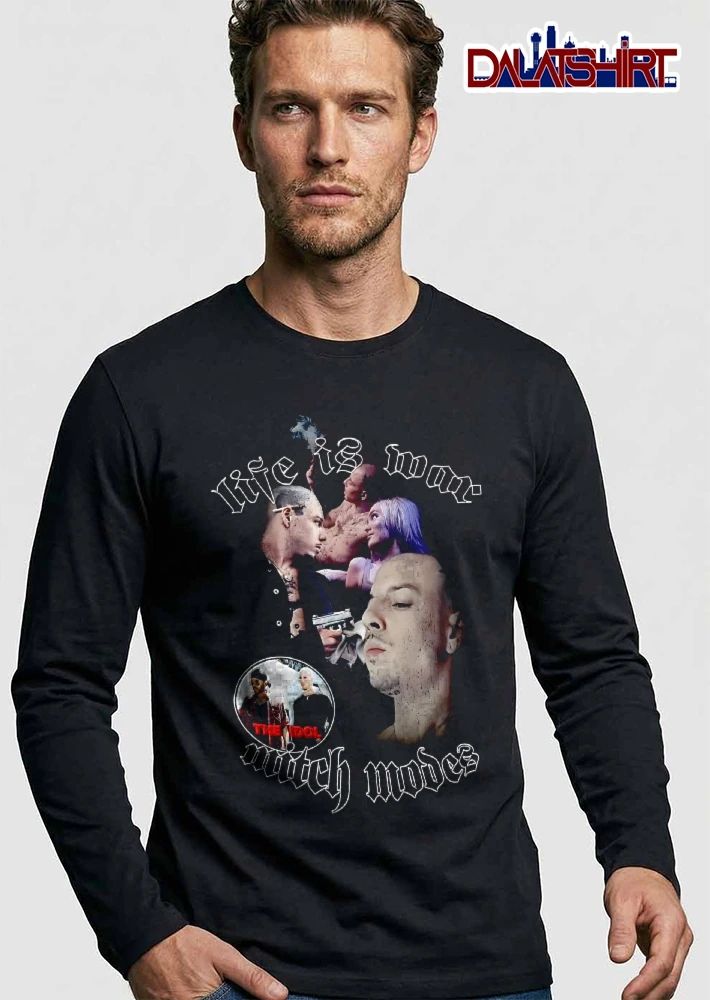 Life Is War The Idol Mitch Modez Bootleg Collage Male Portraits Handgun shirt
