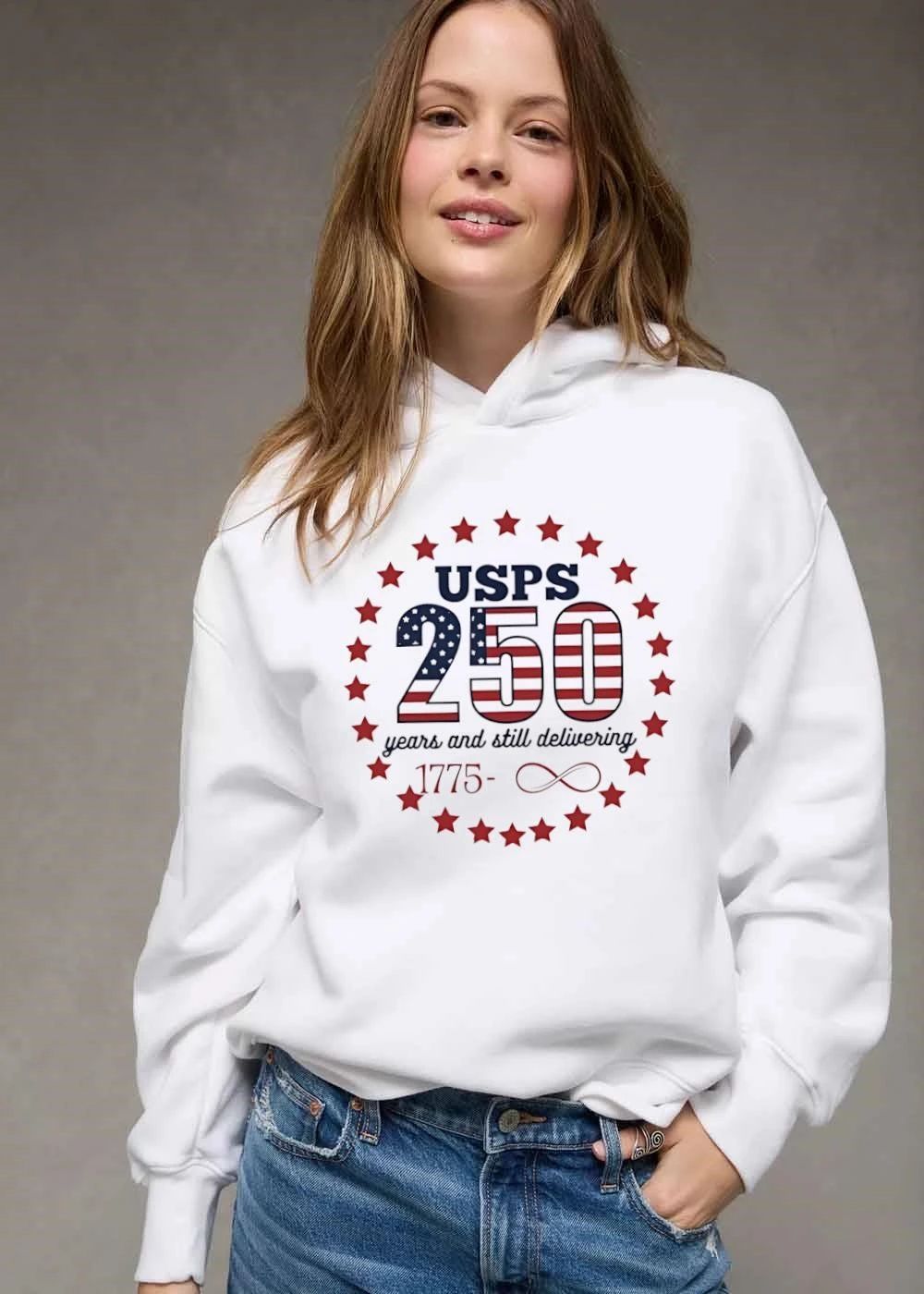 Usps 250 Years And Still Delivering 1775 Infinity Red Stars US Flag Circle shirt