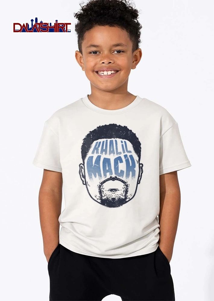 Khalil Mack Bearded Face Silhouette Blue Typography Distressed shirt