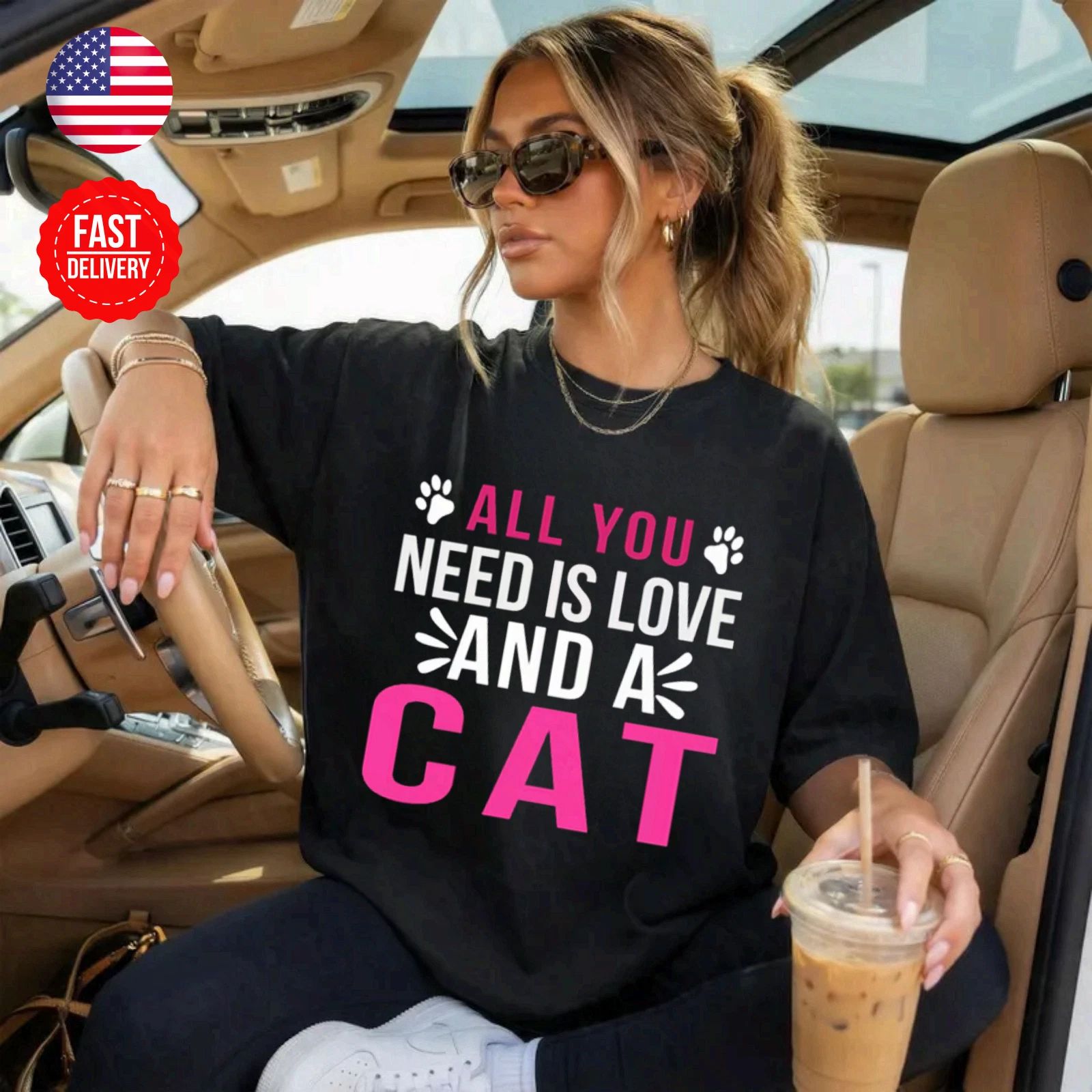 Need Love Cat T-Shirt Cute Kitty Lover Gift Graphic Tee S-4XL