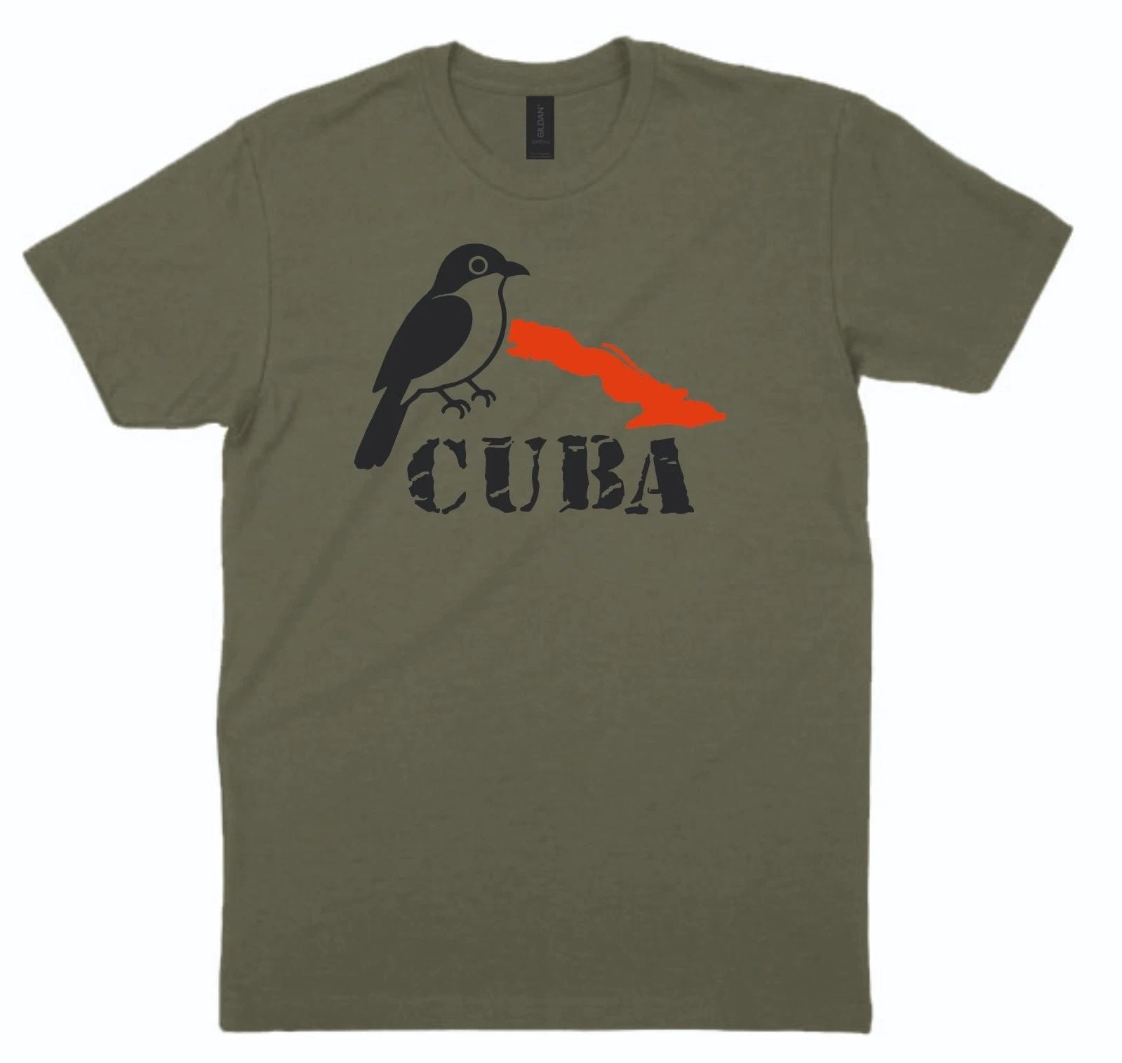 Cuba T-Shirt Tocororo Bird Trogon Cuban Map Retro Vintage Graphic Tee Men S-3XL