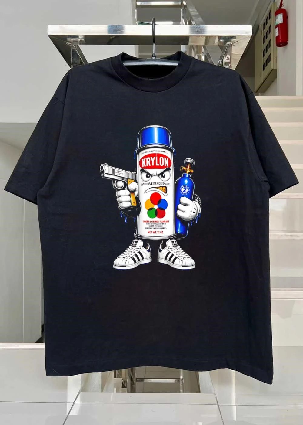 Krylon Spray Paint Gun Muscle Cartoon Street Art Style shirt