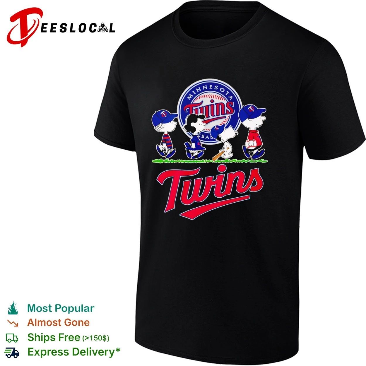 Peanuts Characters Minnesota Twins Baseball T-shirt