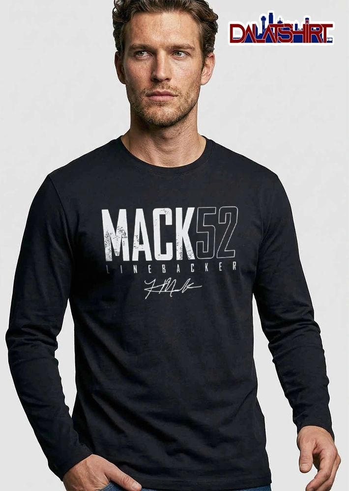 Mack 52 Linebacker Distressed Text Outline Number Handwritten Signature shirt
