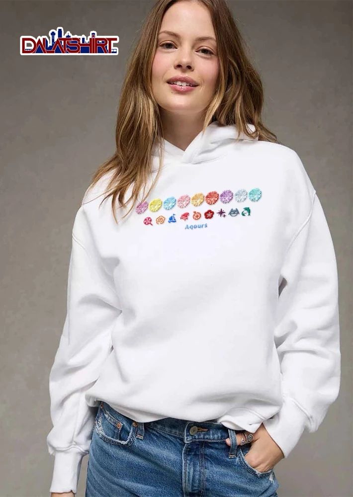Aqours Colorful Pom Poms Anime Idol Character Member Symbols Icons shirt