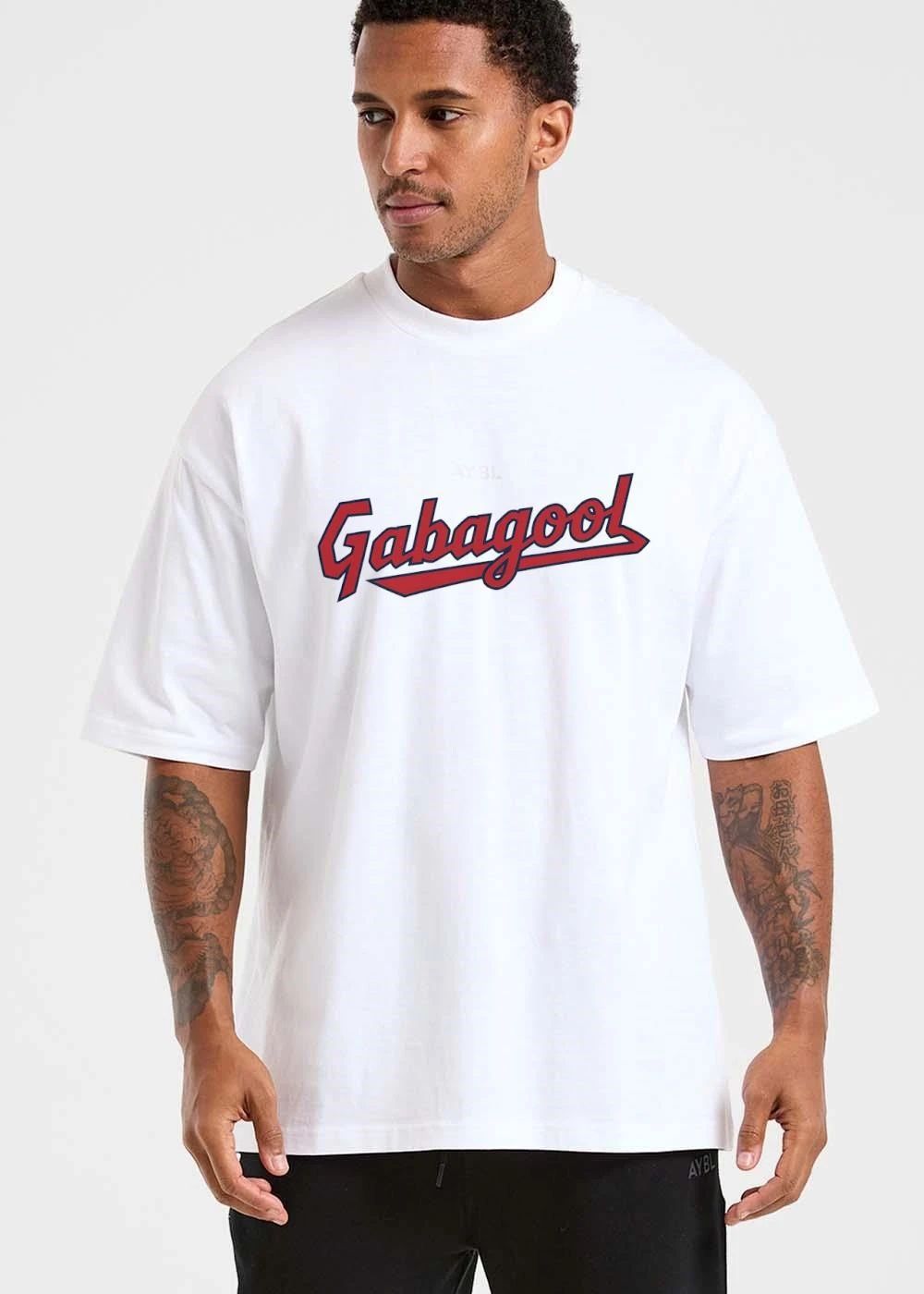 Gabagool Red And Navy Blue Baseball Script Text With Underline Swoosh shirt