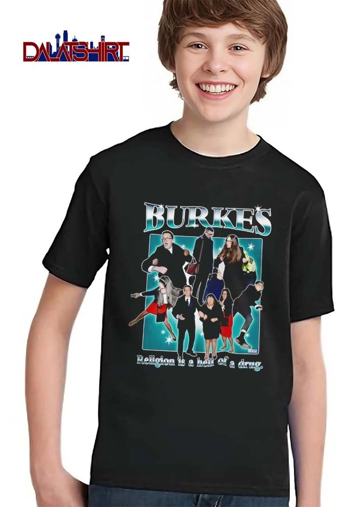Burkes Religion Is A Hell Of Drug Photo Collage Figures Teal Stars Bootleg shirt