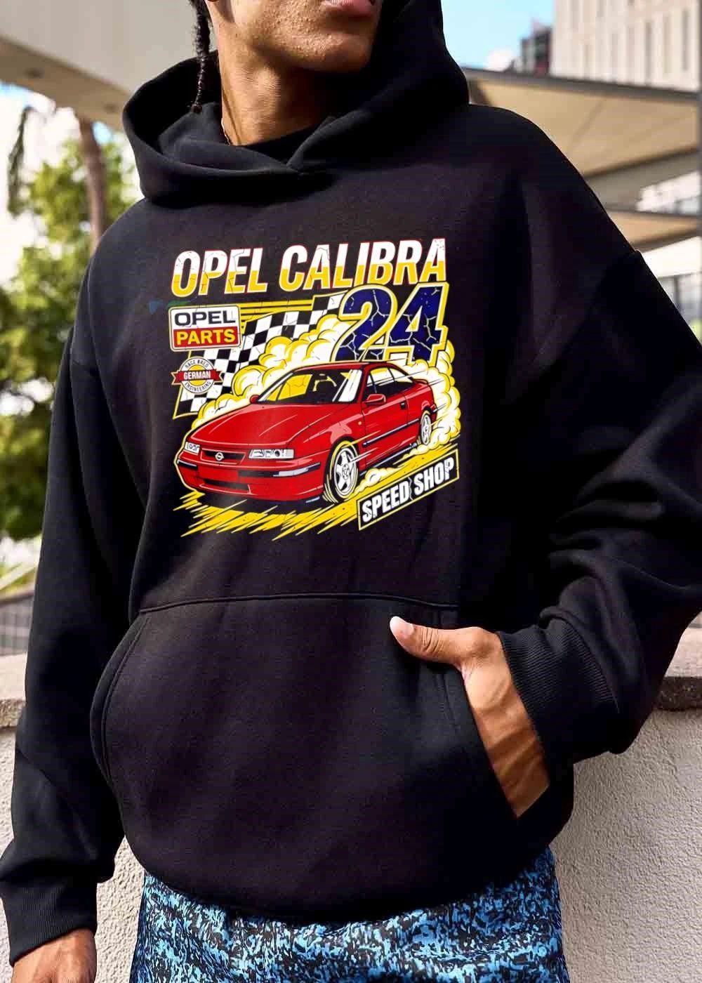 Opel Calibra Parts Race Bred German Engineering 24 Speed Shop Red Car Drifting Smoke Checkered Flag shirt