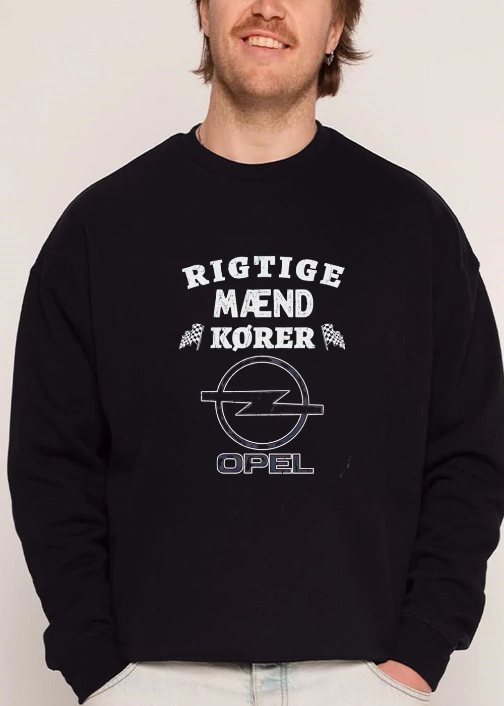 Opel Rigtige Maend Korer Distressed Logo Checkered Racing Flags shirt