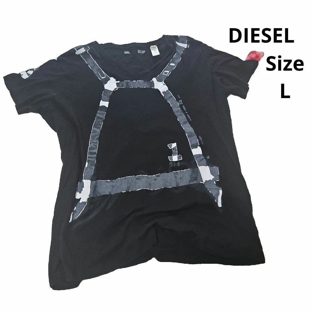Diesel Black White T-Shirt Size L Casual Japan