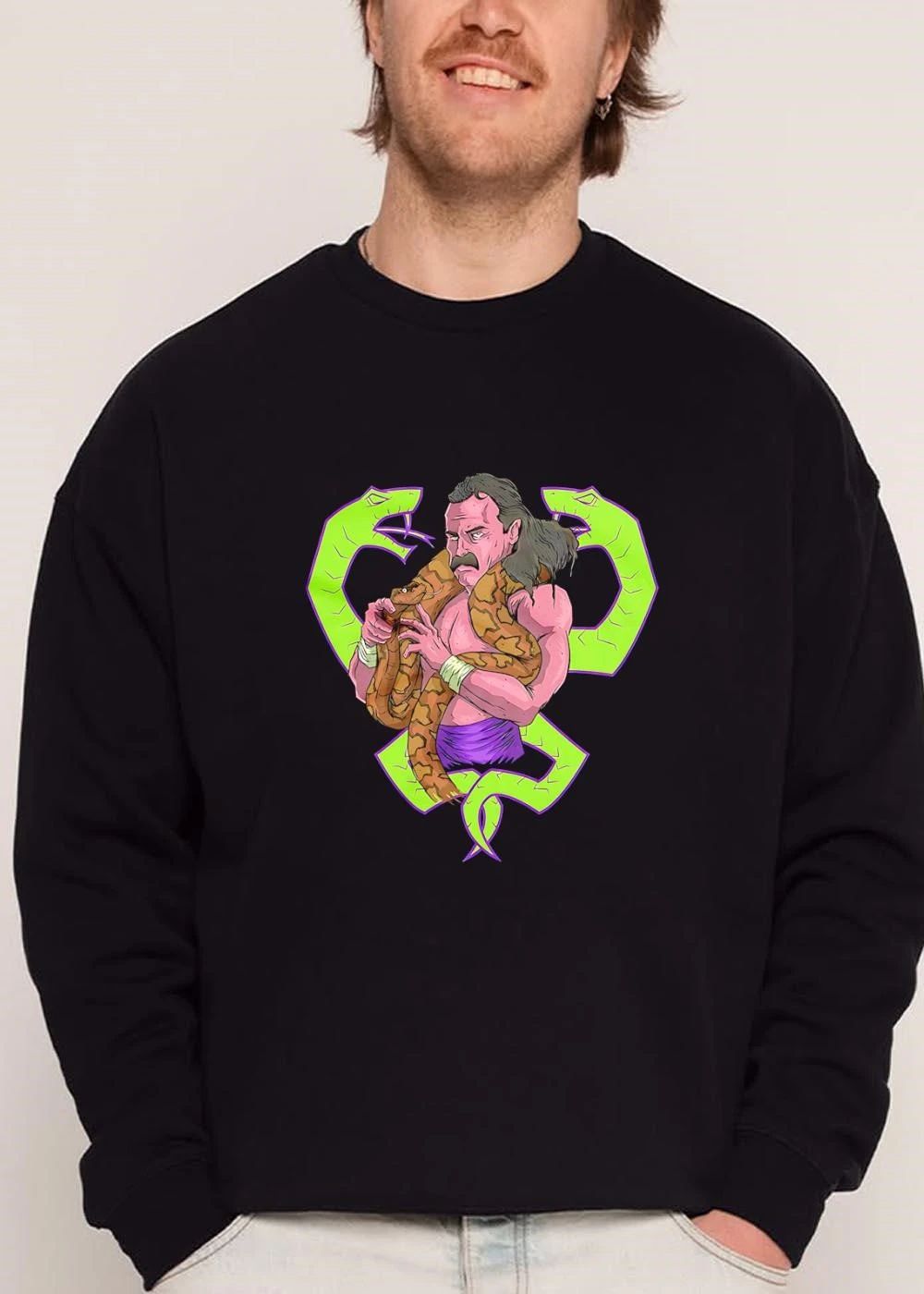 Cartoon Caricature Wrestler Holding Python Snake Neon Green Cobras shirt