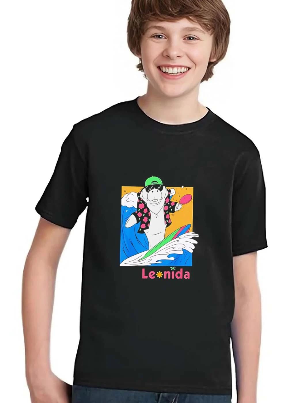 Leonida Cartoon Surfing Manatee Sunglasses Paddle Ocean Wave shirt