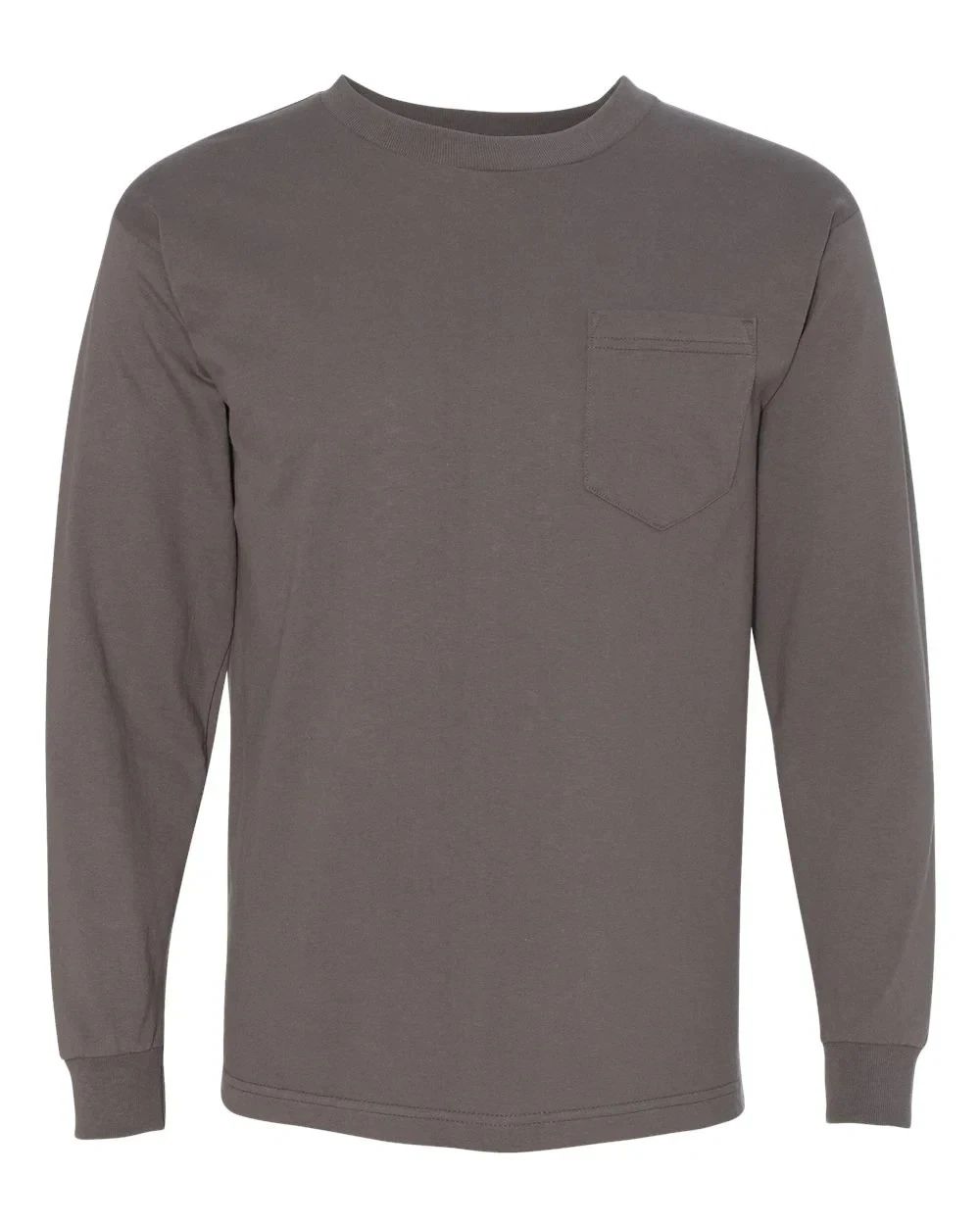 Bayside  - Unisex USA made long sleeve pocket - 8100 - Small - 100% Cotton